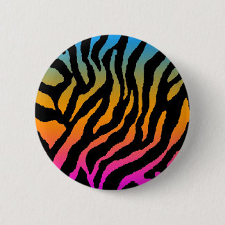 COREY TIGER 80s RETRO MULTICOLOUR TIGER STRIPES Pinback Button