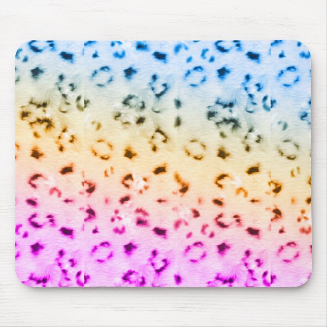 Corey Tiger 80s Retro Neon Snow Leopard Mousepad (Front)