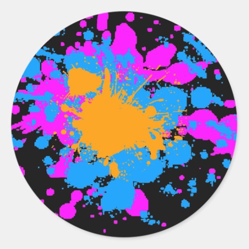 Corey Tiger 80s Retro Paint Splatter Multicolor Classic Round Sticker