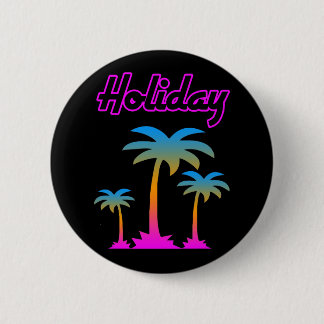 COREY TIGER 80s RETRO PALM TREES HOLIDAY ISLAND Button