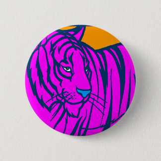 COREY TIGER 80s RETRO PINK JUNGLE TIGER Button