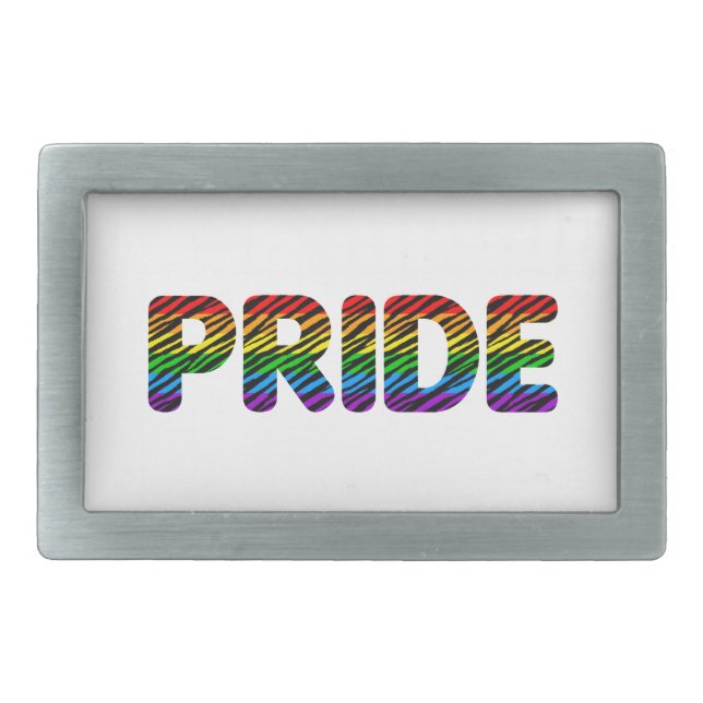 Corey Tiger 80s Retro Pride Rainbow Rectangular Belt Buckle (Front)