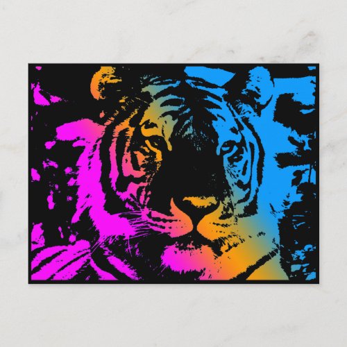 COREY TIGER 80s RETRO PYSCHEDELIC TIGER FACE Postcard