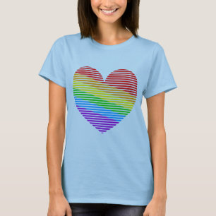Corey Tiger 80s Retro Rainbow Stripe Heart T-Shirt