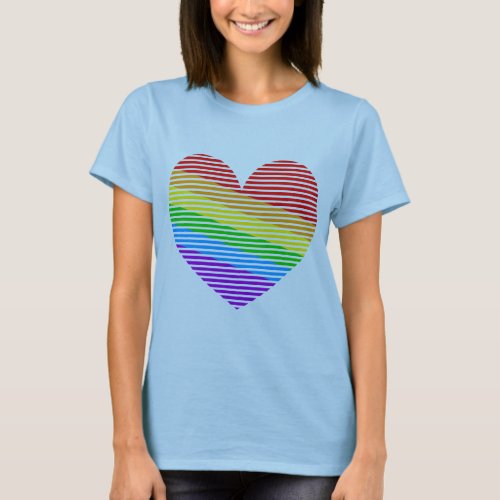 Corey Tiger 80s Retro Rainbow Stripe Heart T_Shirt