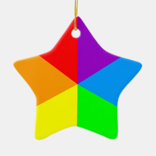 Corey Tiger 80s Retro Star Rainbow Wedges Ceramic Ornament