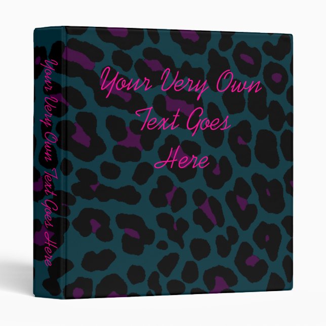 Corey Tiger 80s Retro Style Midnight Leopard Print 3 Ring Binder (Front/Spine)