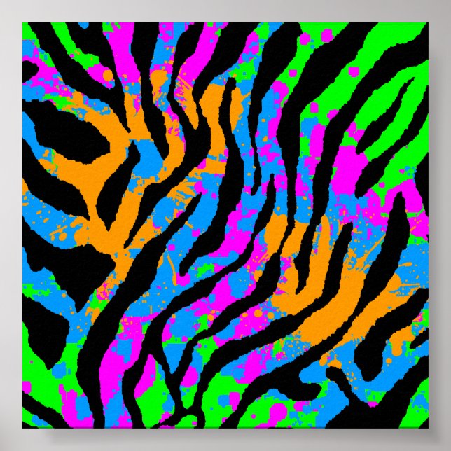 Corey Tiger 80s Retro Tiger Pattern Poster (Front)