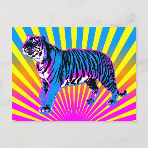 Corey Tiger 80s Retro Tiger Rising Sun Postcard