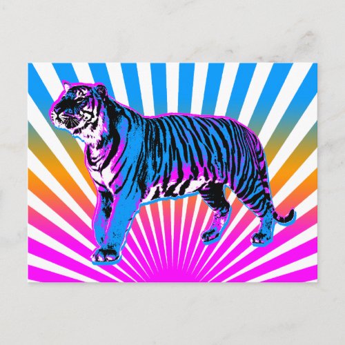 Corey Tiger 80s Retro Tiger Rising Sun Postcard