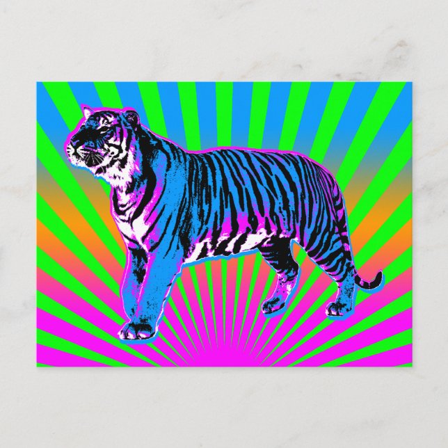 Corey Tiger 80s Retro Tiger Rising Sun Postcard (Front)