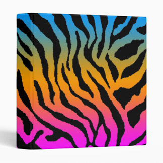 Corey Tiger 80s Retro Tiger-Stripe Colour on Black 3 Ring Binder