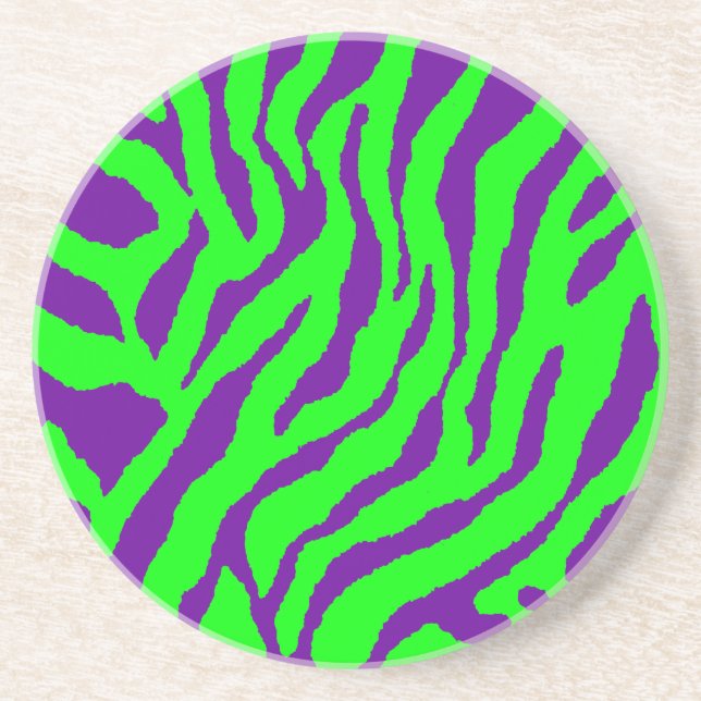 Corey Tiger 80s Retro Tiger Stripes Sandstone Coaster (Front)