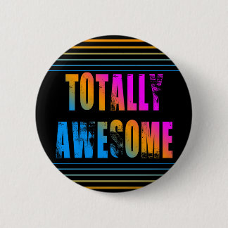 COREY TIGER 80s RETRO TOTALLY AWESOME STRIPES Button