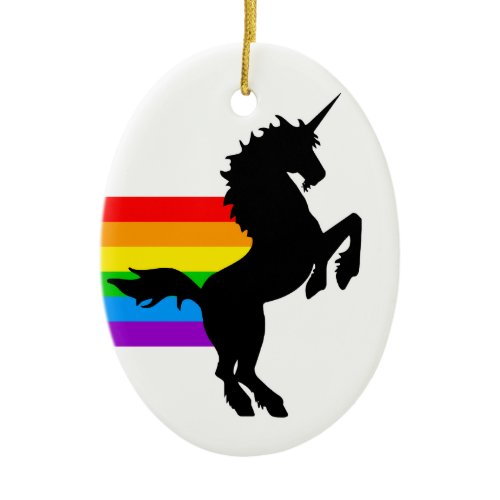 Corey Tiger 80s Retro Unicorn Rainbow Ceramic Ornament