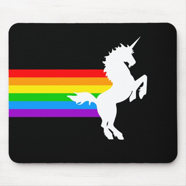 Corey Tiger 80s Retro Unicorn Rainbow Mousepad (Front)