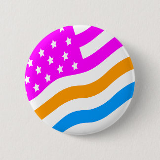 COREY TIGER 80s RETRO USA FLAG MULTICOLOUR WHITE Button
