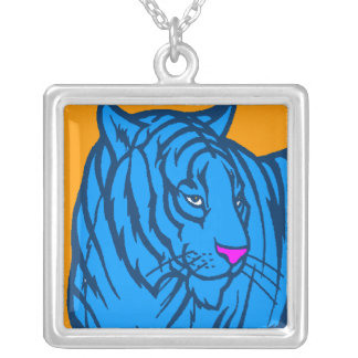 Corey Tiger 80s Retro Vintage Blue Tiger Necklace