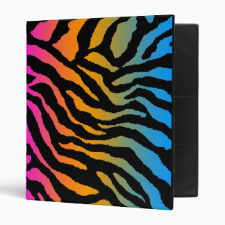 Corey Tiger 80s Retro Vintage Multi Tiger Stripes 3 Ring Binder