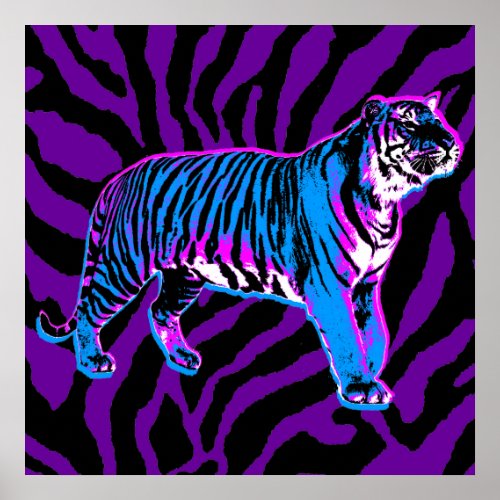 Corey Tiger 80s Retro Vintage Tiger Stripes Poster