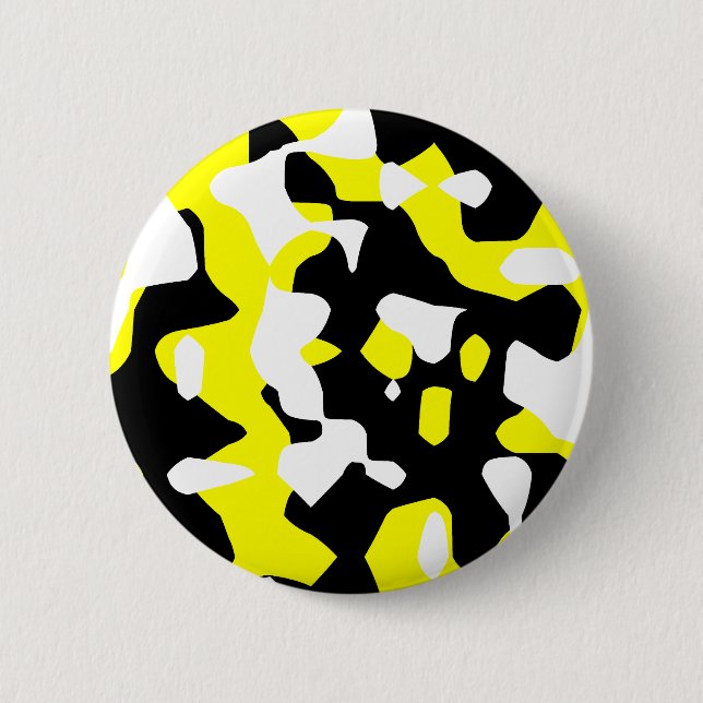 Corey Tiger 80s Retro Yellow Camouflage (Camo) Button (Front)