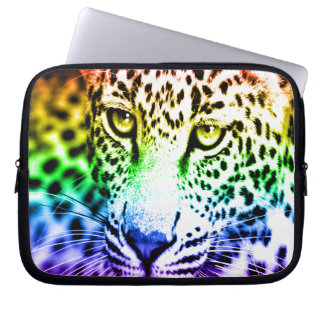 Corey Tiger 80s Snow Leopard (Rainbow) Laptop Sleeve