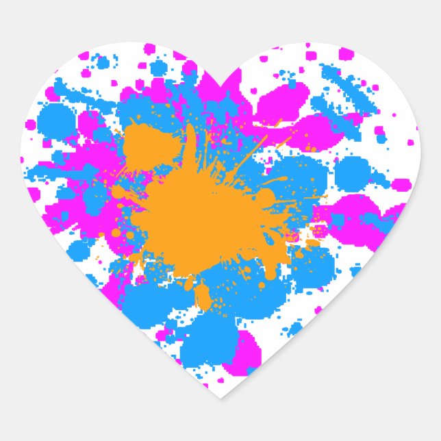 Corey Tiger 80s Splatter Paint Heart Sticker (Front)