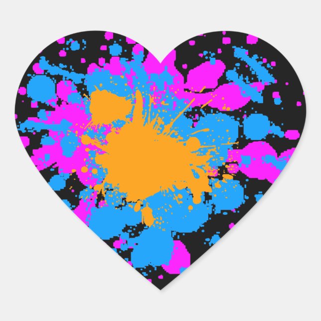 Corey Tiger 80s Splatter Paint Heart Sticker (Front)