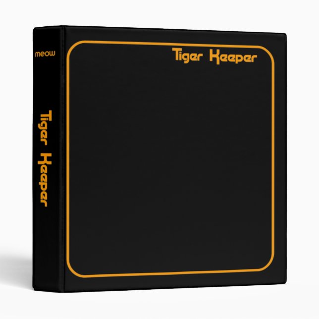 Corey Tiger 80s Style Tiger Keeper Black & Orange Binder (Front/Spine)