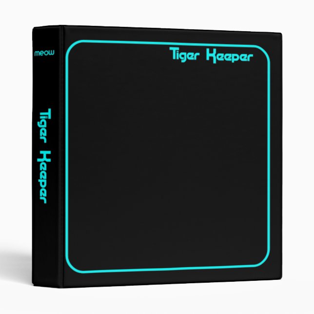 Corey Tiger 80s Style Tiger Keeper Black & Teal Binder (Front/Spine)
