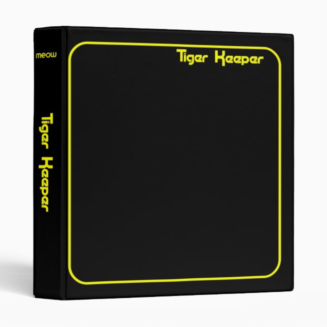 Corey Tiger 80s Style Tiger Keeper Black & Yellow 3 Ring Binder (Front/Spine)