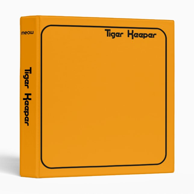 Corey Tiger 80s Style Tiger Keeper Orange & Black Binder (Front/Spine)