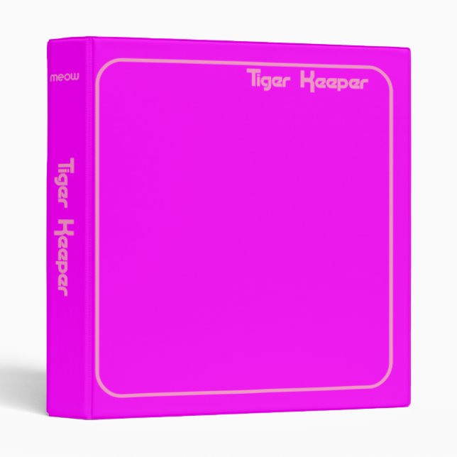 Corey Tiger 80s Style Tiger Keeper Pink 3 Ring Binder (Front/Spine)
