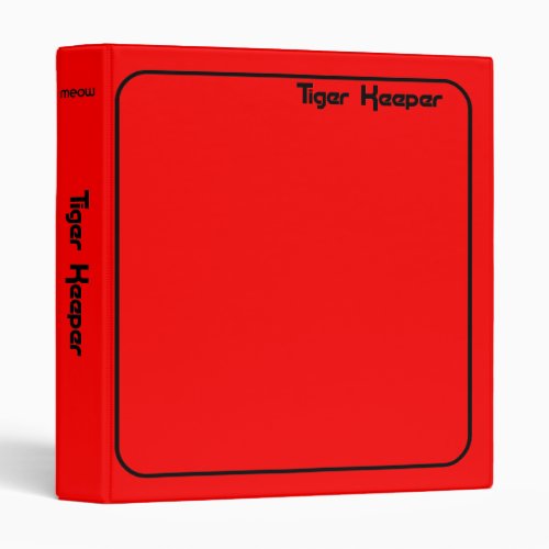 Corey Tiger 80s Style Tiger Keeper Red  Black Binder