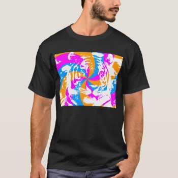 Corey Tiger 80's Swirl Tiger Face T-shirt by COREYTIGER at Zazzle