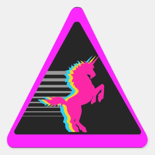 Corey Tiger 80s Unicorn Triangle Sticker