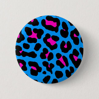 Corey Tiger 80s Vintage Blue Leopard Pinback Button