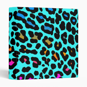 Corey Tiger 80s Vintage Crazy Blue Leopard Print Binder