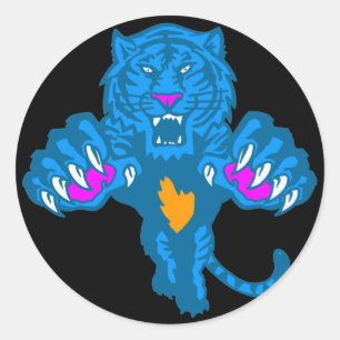 Corey Tiger 80s Vintage Fierce Pouncing Tiger Classic Round Sticker