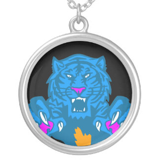 Corey Tiger 80s Vintage Fierce Pouncing Tiger Silver Plated Necklace