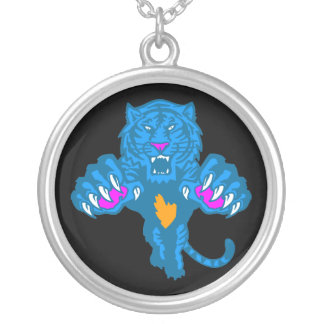Corey Tiger 80s Vintage Fierce Pouncing Tiger Silver Plated Necklace