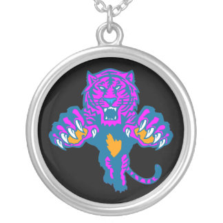 Corey Tiger 80s Vintage Fierce Pouncing Tiger Silver Plated Necklace