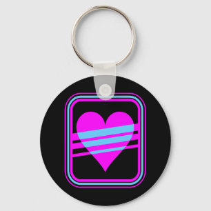 Corey Tiger 80s Vintage Heart & Stripes Keychain