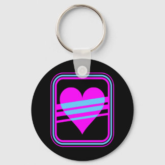 Corey Tiger 80s Vintage Heart & Stripes Keychain