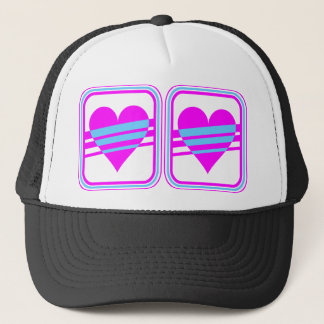 Corey Tiger 80s Vintage Heart & Stripes Trucker Hat