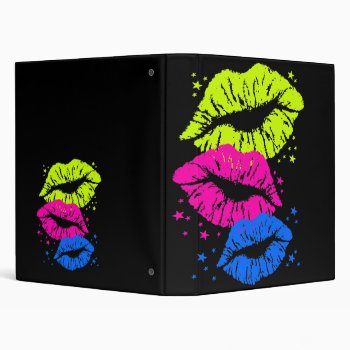 Corey Tiger 80s Vintage Lips & Stars Kisses 3 Ring Binder by COREYTIGER at Zazzle