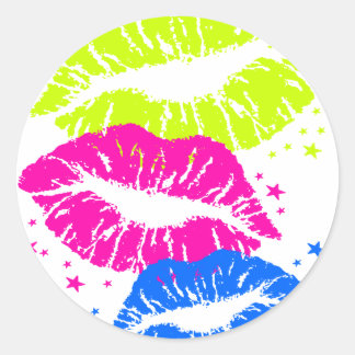 Corey Tiger 80s Vintage Lips & Stars Kisses Classic Round Sticker