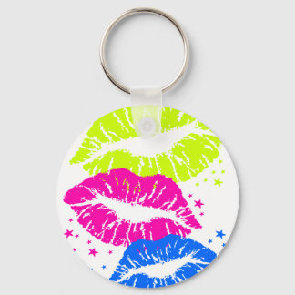 Corey Tiger 80s Vintage Lips & Stars Kisses Keychain