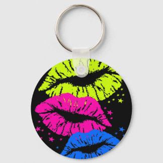 Corey Tiger 80s Vintage Lips & Stars Kisses Keychain