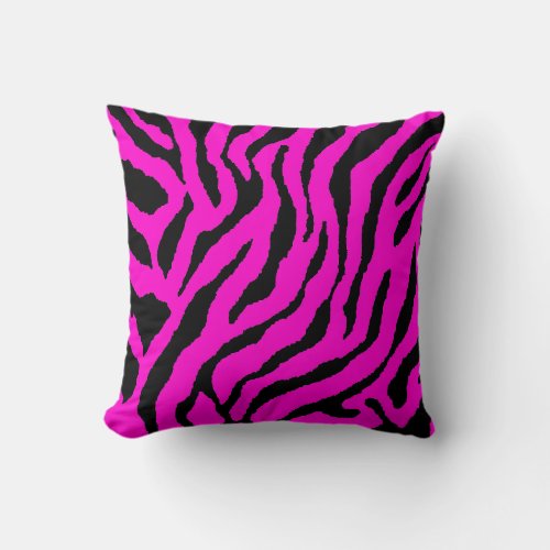 Corey Tiger 80s Vintage Neon Animal Stripes Throw Pillow